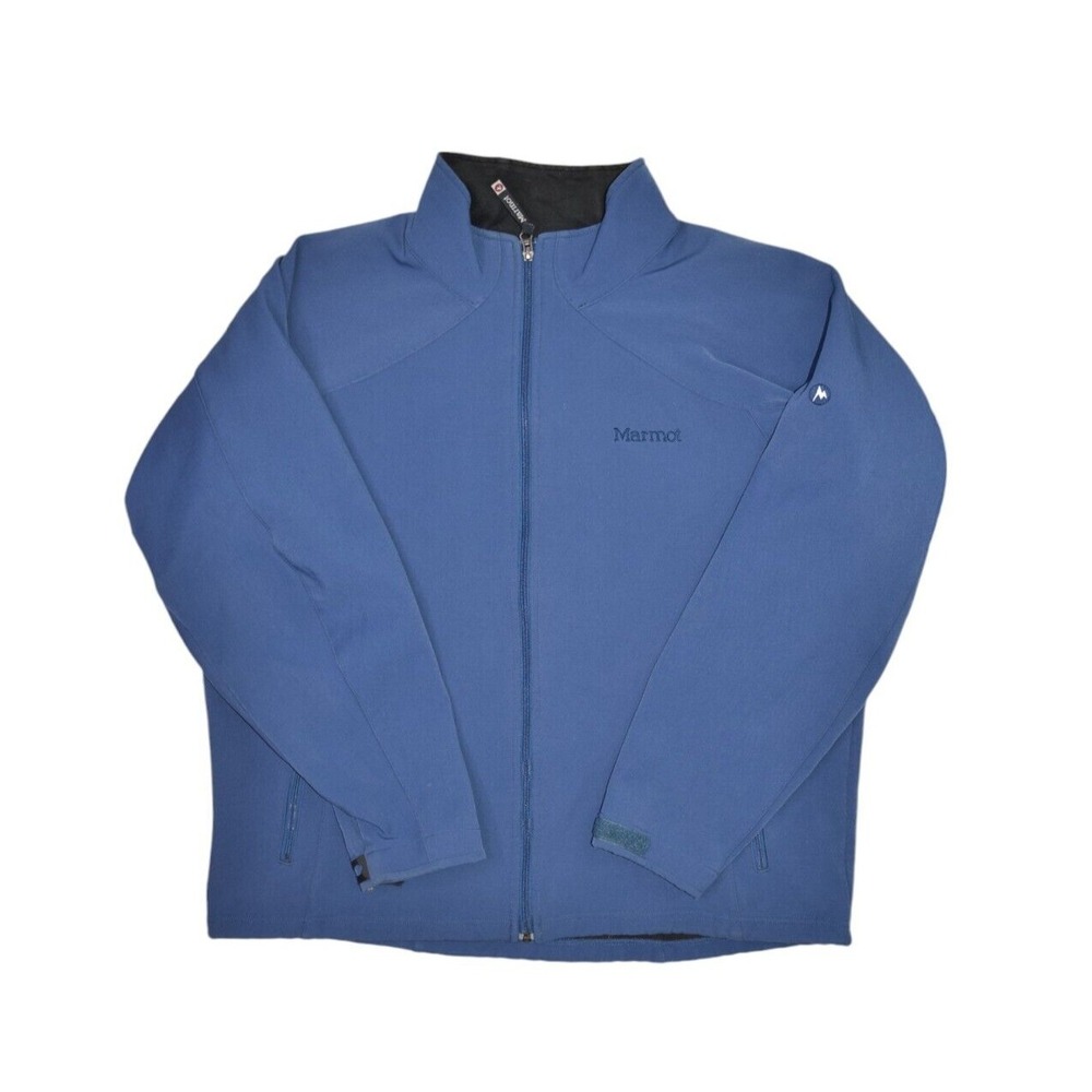 Marmot Jacket Mens XL Blue Softshell Zip Fleece Lined Gravity Outdoor Windstop